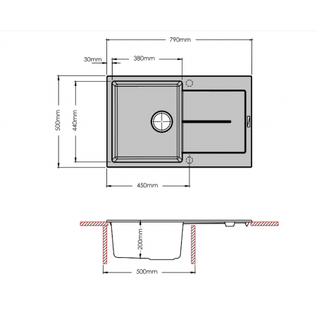 Кухонная гранитная мойка Navio 79x50 Beige